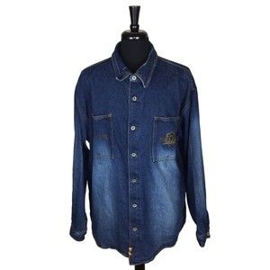 Vintage Schott Blue Denim Embroidered Long Sleeve Jean Jacket Mens Size 3XL